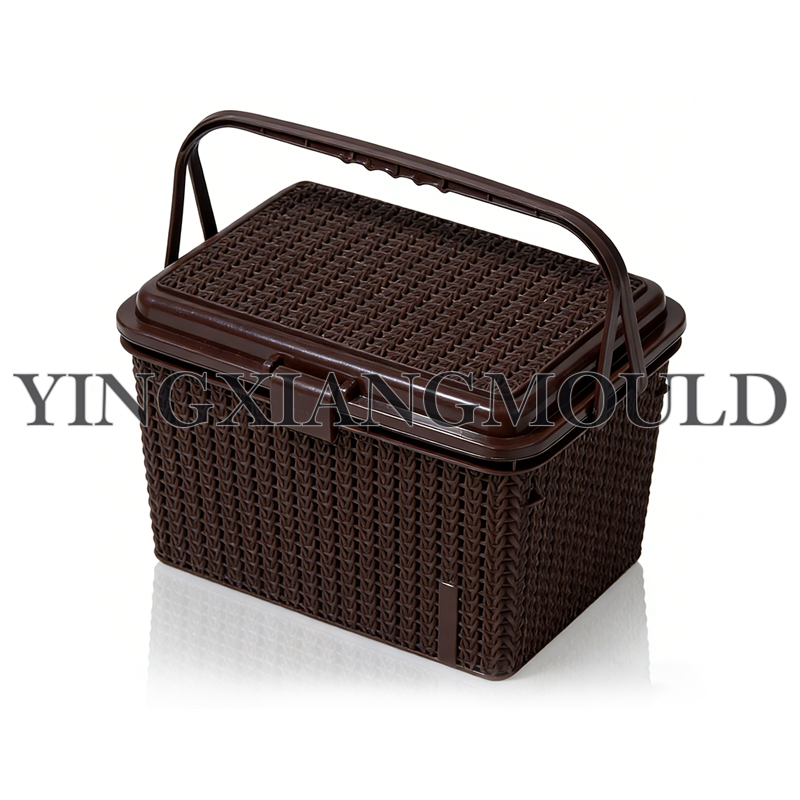 Imitation Rattan Woven Hand-Held Basket With Lid